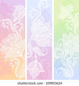 Floral pattern background with decorative ornament. Vertical banners