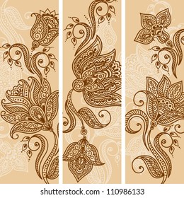 Floral pattern background with decorative ornament. Vertical banners