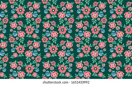 Fondo floral para Semana Santa, con diseño de huevos y flores.