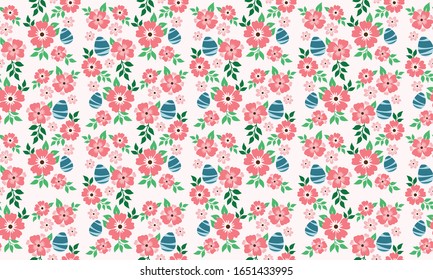 Floral pattern background for Easter, with egg and flower design.