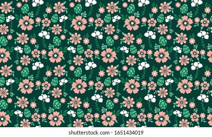 Floral pattern background for Easter, with egg and flower design.