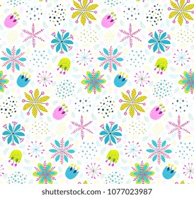 Floral pattern background with flowers and leaves. Rich seamless background floral and textured. Vector illustration.