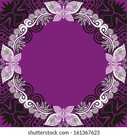 Floral pattern background frame butterflies vector illustration