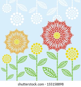 Floral pattern background gold green vector illustration