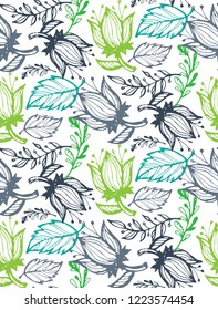Floral pattern background - hand drawn doodle pattern
