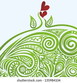 Floral pattern background hearts vector illustration