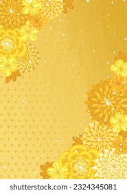 Floral pattern background illustration like traditional Japanese kimono and hair ornaments