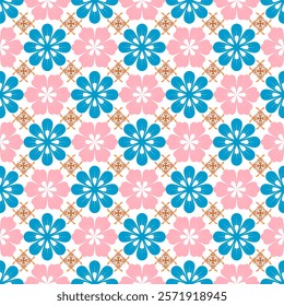 Floral pattern, background image, gift wrapping paper, tile pattern, beautiful colors, arranged seamlessly.