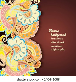 Floral pattern background with indian ornament. Vector illustration for your design. EPS10.Vector illustration for your design. EPS10.
