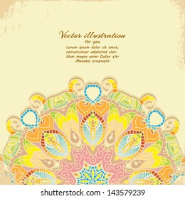 Floral pattern background with indian ornament. Mandala.Vector illustration for your business presentations. EPS10.