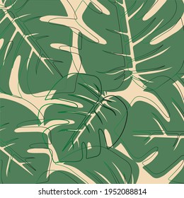 Floral pattern, background with palm leaves