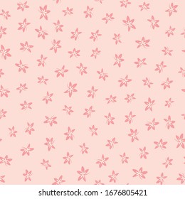 Floral pattern background. Seamless tossed repeat vector design of flowers in pink and white.