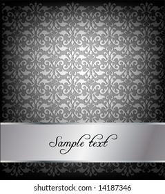 floral pattern background with space for text - black and white
