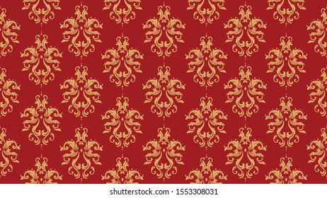 Floral pattern background, style element for ornate red and yellow.
