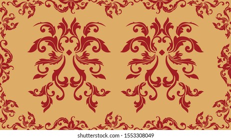 Floral pattern background, style element for ornate red and yellow.