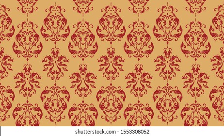 Floral pattern background, style element for ornate red and yellow.