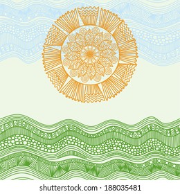 Floral pattern background sun vector illustration