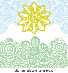 Floral pattern background with sun vector illustration