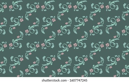 Floral pattern background for valentine, with elegant leaf and floral drawing.