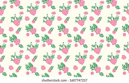 Floral pattern background for valentine, with elegant leaf and floral drawing.