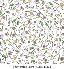 Floral pattern background. Well suited for postcards, leaflets, packaging. Vector illustration. EPS 10. Easy to use for your design.