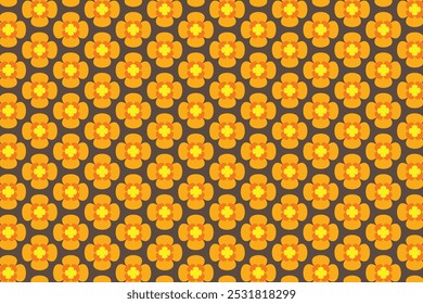 A floral pattern background in yellow and brown features a warm, earthy color combination. The rich brown tones complement the bright yellow flowers, creating a balanced and visually appealing design.