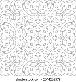 Blumenmuster Hintergrund.Wiederholung geometrischer Muster aus gestreiften Elementen.  Schwarzes Muster. 