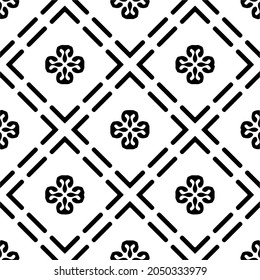 floral pattern background.Repeating geometric pattern from striped elements.  Black pattern. 
