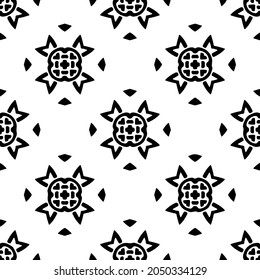 Blumenmuster Hintergrund.Wiederholung geometrischer Muster aus gestreiften Elementen.  Schwarzes Muster. 
