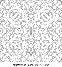 Blumenmuster Hintergrund.Wiederholung geometrischer Muster aus gestreiften Elementen.  Schwarzes Muster. 