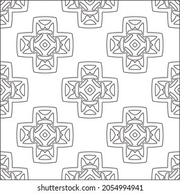 Blumenmuster Hintergrund.Wiederholung geometrischer Muster aus gestreiften Elementen.  Schwarzes Muster. 