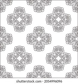 Blumenmuster Hintergrund.Wiederholung geometrischer Muster aus gestreiften Elementen.  Schwarzes Muster. 