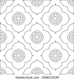 floral pattern background.Repeating geometric pattern from striped elements.   Black and white pattern.