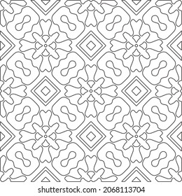 floral pattern background.Repeating geometric pattern from striped elements.   Black and white pattern.