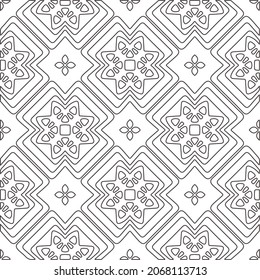 
floral pattern background.Repeating geometric pattern from striped elements.   Black and white pattern.