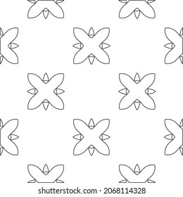 floral pattern background.Repeating geometric pattern from striped elements.   Black and white pattern.