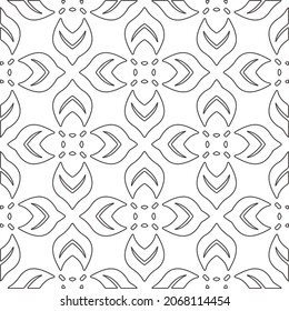 floral pattern background.Repeating geometric pattern from striped elements.   Black and white pattern.