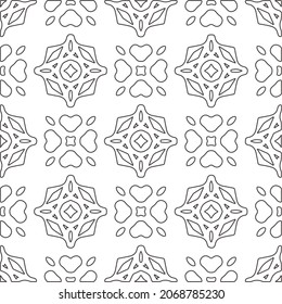 floral pattern background.Repeating geometric pattern from striped elements.   Black and white pattern.
