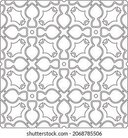 floral pattern background.Repeating geometric pattern from striped elements.   Black and white pattern.