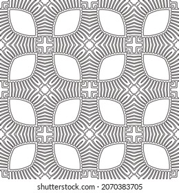 floral pattern background.Repeating geometric pattern from striped elements.   Black and white pattern.