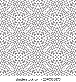 floral pattern background.Repeating geometric pattern from striped elements.   Black and white pattern.