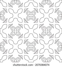 floral pattern background.Repeating geometric pattern from striped elements.   Black and white pattern.