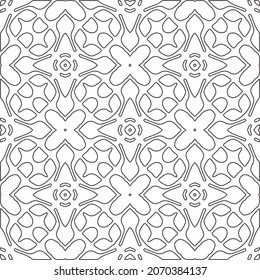 Blumenmuster Hintergrund.Wiederholung geometrischer Muster aus gestreiften Elementen.   Schwarz-Weiß-Muster.