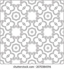 floral pattern background.Repeating geometric pattern from striped elements.   Black and white pattern.