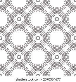 floral pattern background.Repeating geometric pattern from striped elements.   Black and white pattern.