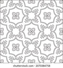 floral pattern background.Repeating geometric pattern from striped elements.   Black and white pattern.