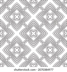 floral pattern background.Repeating geometric pattern from striped elements.   Black and white pattern.
