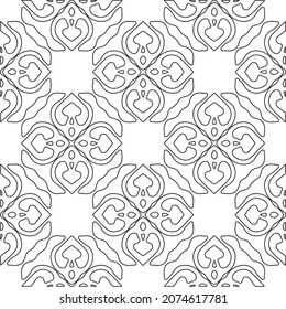 Blumenmuster Hintergrund.Wiederholung geometrischer Muster aus gestreiften Elementen.  Schwarzes Muster. 