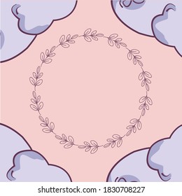 
floral pattern banner, template with abstract background and floral wreath in the middle, vector illustration