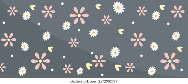 Floral Pattern Banner Vector Illustration. Beautiful banner with a seamless floral pattern, ideal for wedding themes, elegant invitations, or nature-inspired projects